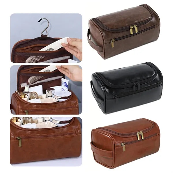 Waterproof PU Leather Large Capacity Toiletry Dopp Kit
