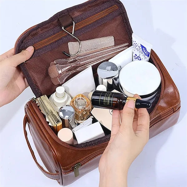 Waterproof PU Leather Large Capacity Toiletry Dopp Kit