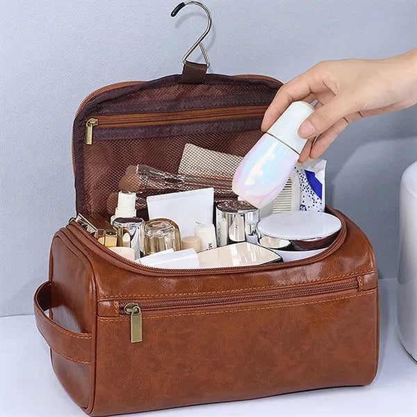 Waterproof PU Leather Large Capacity Toiletry Dopp Kit