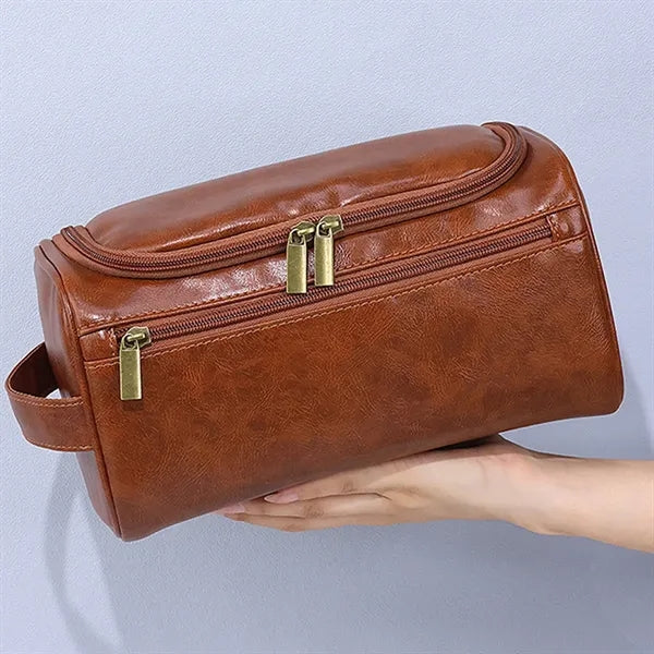 Waterproof PU Leather Large Capacity Toiletry Dopp Kit