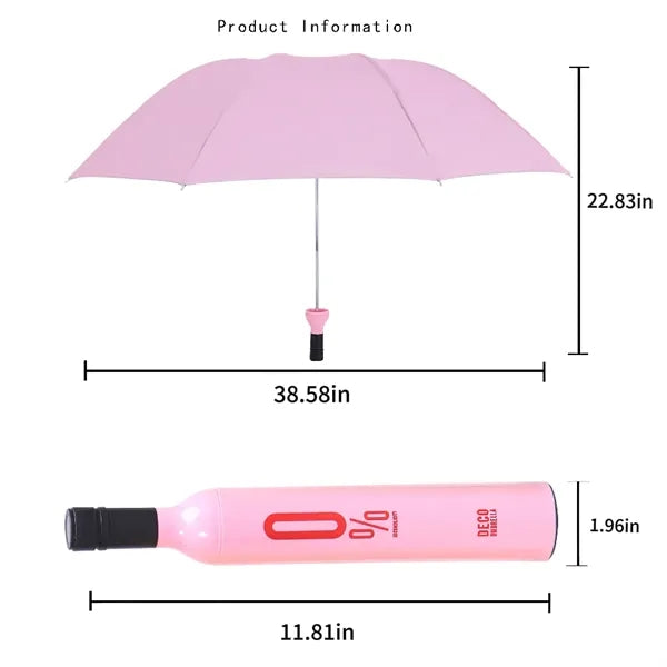 Wine Bottle Umbrella, Foldable Outdoor Sunshade Rainproof