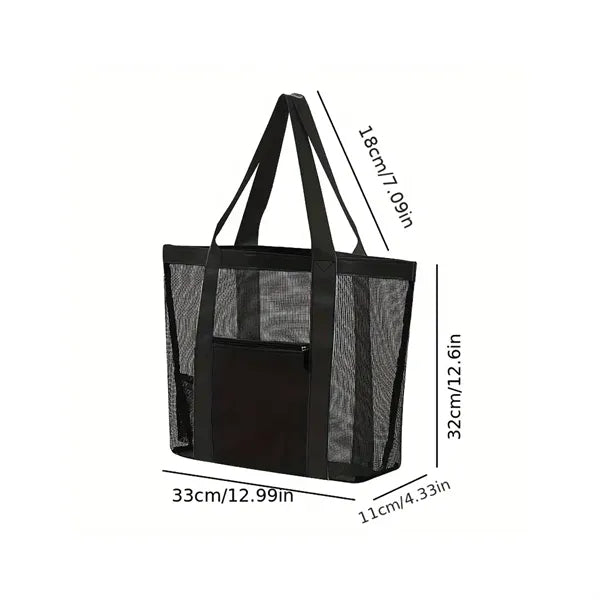 2-In-1 Detachable Insulated Cooler Mesh Beach Tote Bag