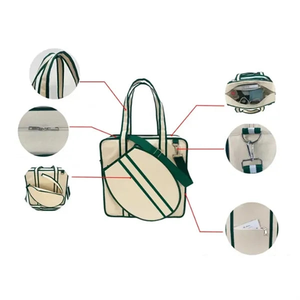 Two Racket Tennis Tote Bag with Large Compartment