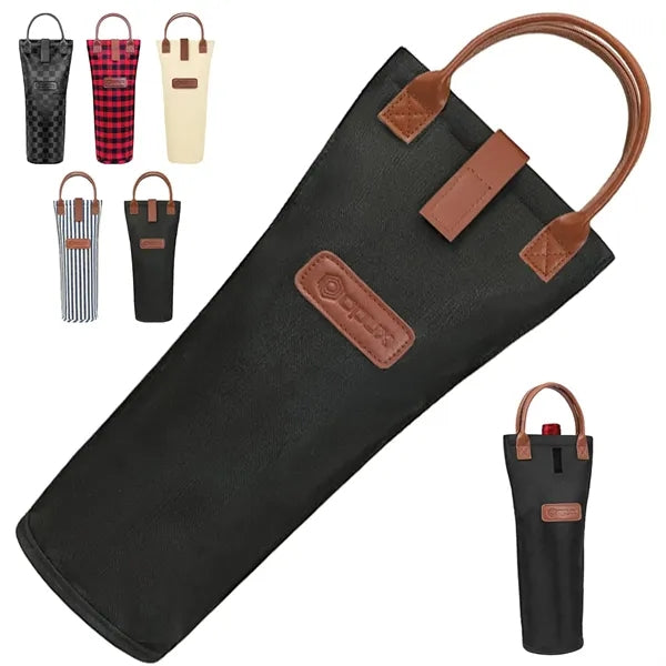 Single Bottle Wine Tote with Leather Handle