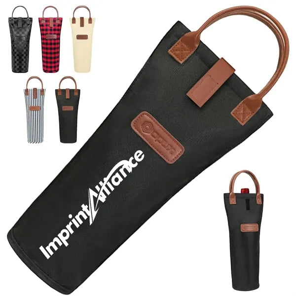 Single Bottle Wine Tote with Leather Handle