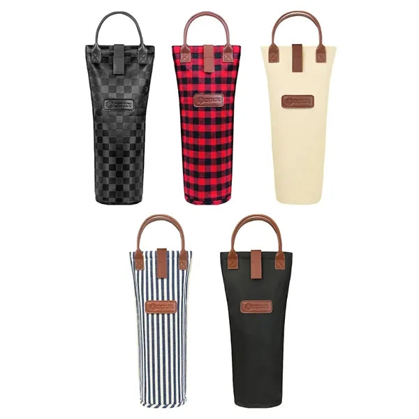 Single Bottle Wine Tote with Leather Handle
