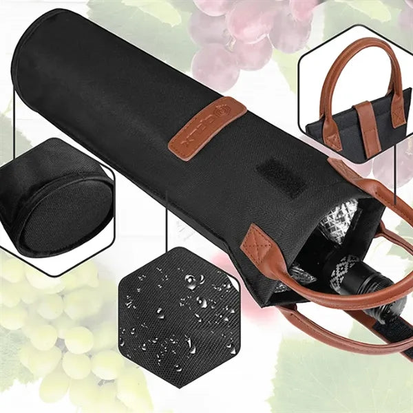 Single Bottle Wine Tote with Leather Handle
