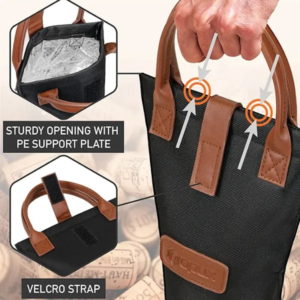 Single Bottle Wine Tote with Leather Handle