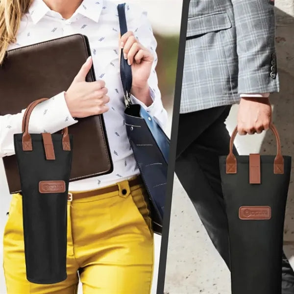Single Bottle Wine Tote with Leather Handle