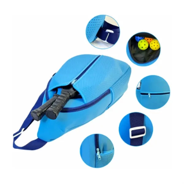 Blue Pickleball Paddle Bag with Large Capacity Design