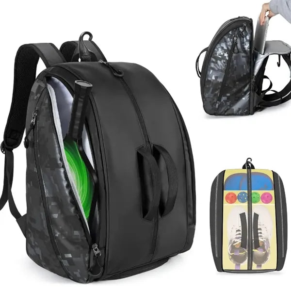 Pickleball Paddle Bag W/ Large Capacity & Dual Compartments