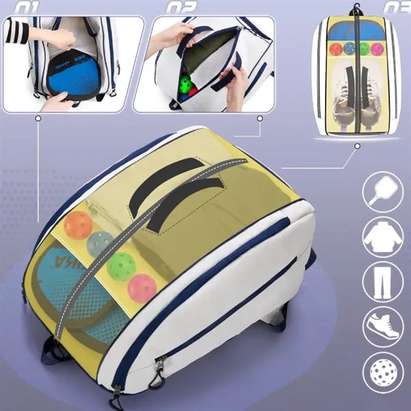 Pickleball Paddle Bag W/ Large Capacity & Dual Compartments