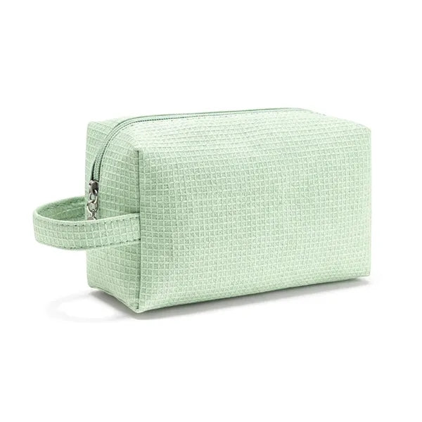 Waffle Cotton Cosmetic Bag Portable Travel Toiletry Case