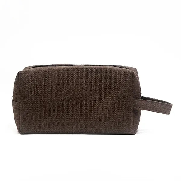 Waffle Cotton Cosmetic Bag Portable Travel Toiletry Case