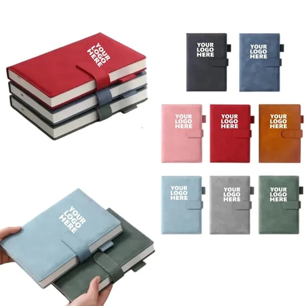 A5 Lined Leather Notebook With Magnetic Clasp