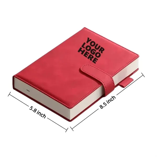 A5 Lined Leather Notebook With Magnetic Clasp
