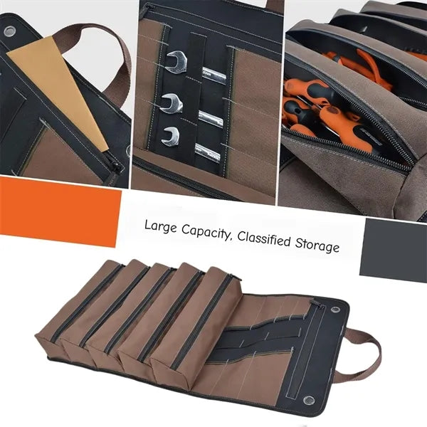 Roll Up Tool Bag Organizer with Multiple Pockets for Work