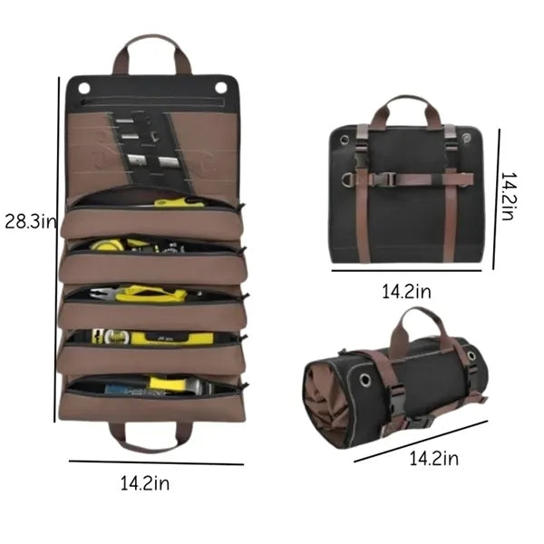 Roll Up Tool Bag Organizer with Multiple Pockets for Work