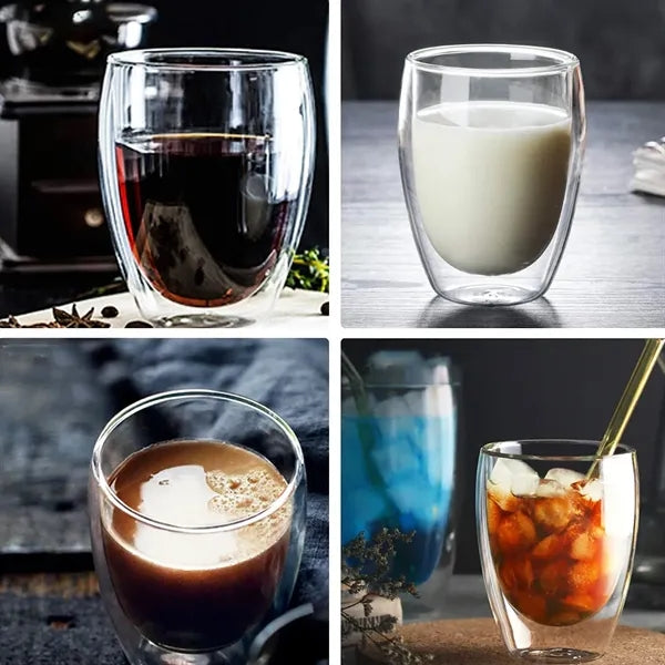 12 oz. Double Wall Glass Cup with Bamboo Lid