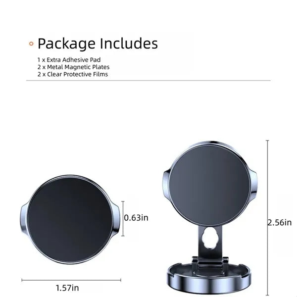 360-Degree Magnetic Car Phone Holder, Foldable Mount