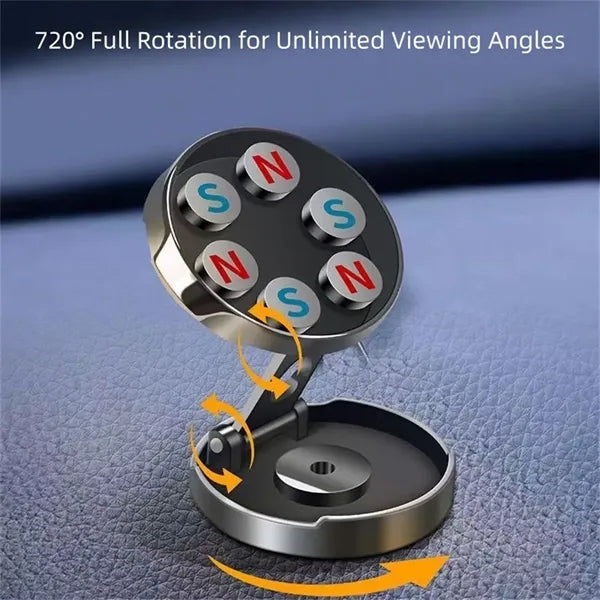 360-Degree Magnetic Car Phone Holder, Foldable Mount