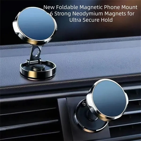 360-Degree Magnetic Car Phone Holder, Foldable Mount