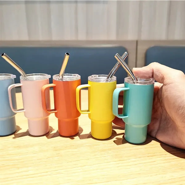 2 oz. Mini Stainless Steel Mug Cup with Straw