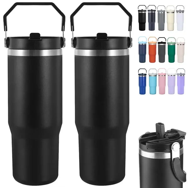 30 oz. Stainless Steel Tumbler with Handle & Lid