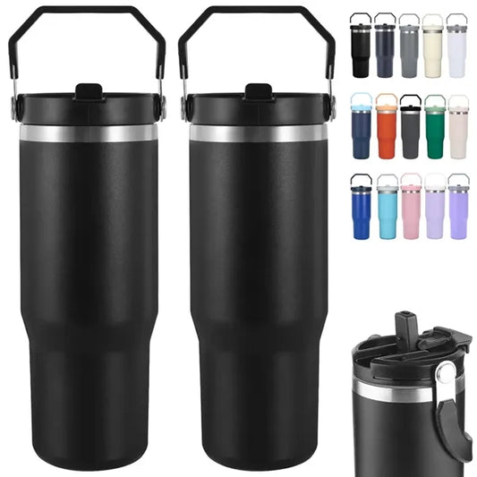 30 oz. Stainless Steel Tumbler with Handle & Lid