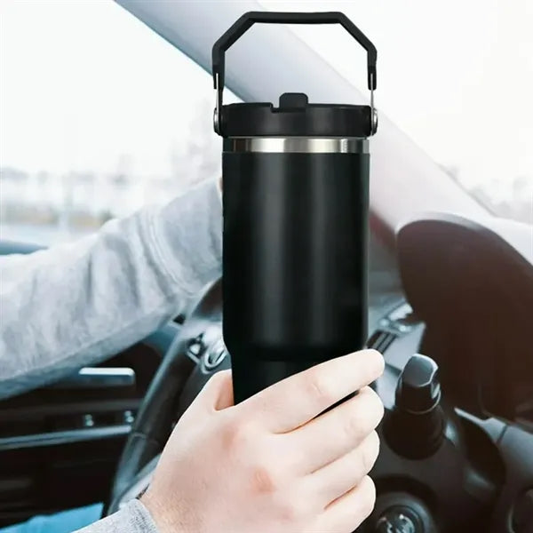 30 oz. Stainless Steel Tumbler with Handle & Lid