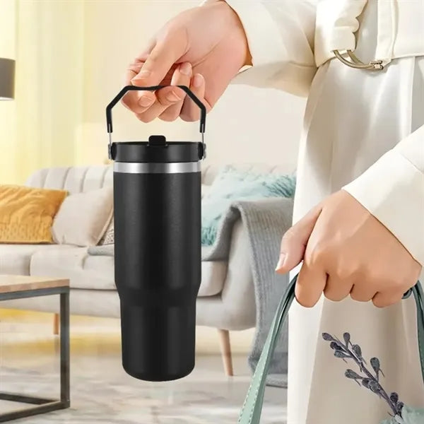 30 oz. Stainless Steel Tumbler with Handle & Lid