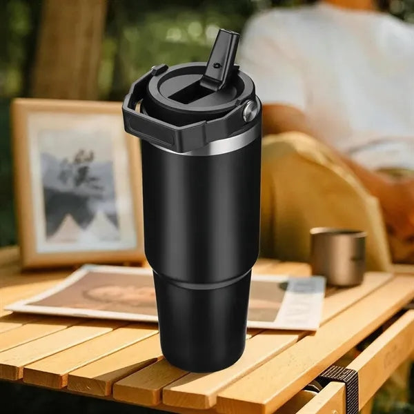 30 oz. Stainless Steel Tumbler with Handle & Lid