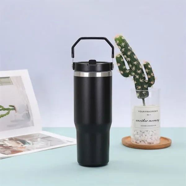 30 oz. Stainless Steel Tumbler with Handle & Lid
