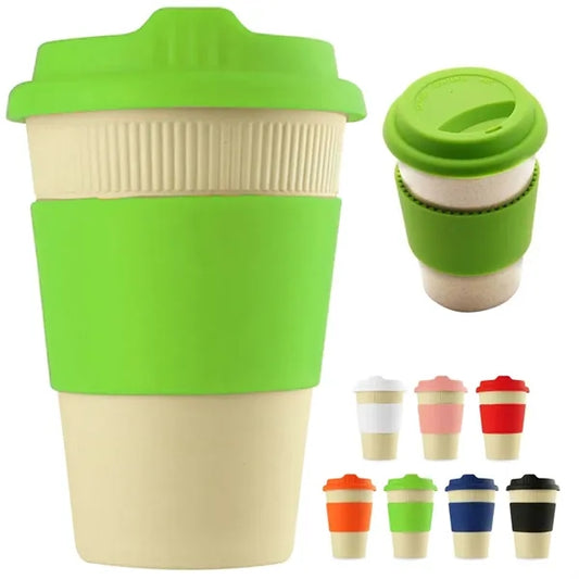 12 oz. Wheat Straw Travel Cup with Silicone Lid & Sleeve