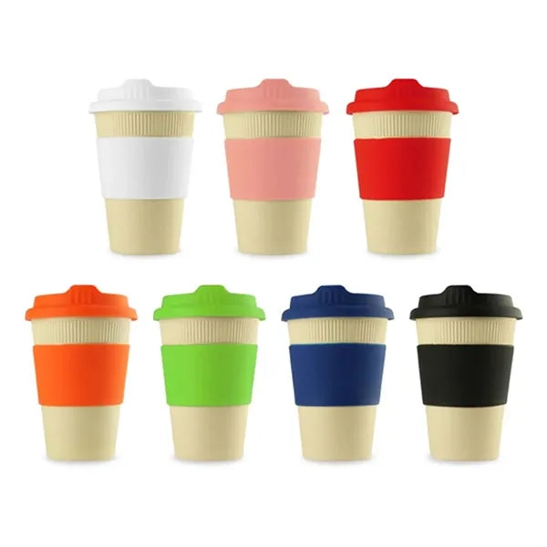 12 oz. Wheat Straw Travel Cup with Silicone Lid & Sleeve