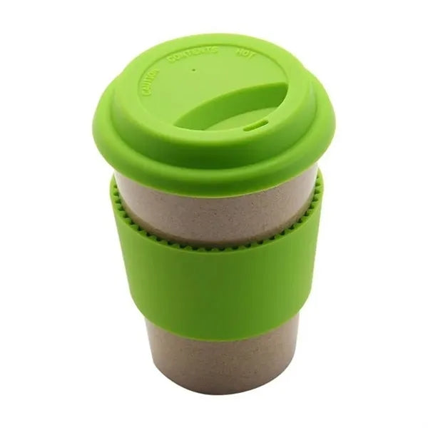 12 oz. Wheat Straw Travel Cup with Silicone Lid & Sleeve