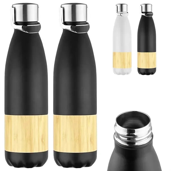 15 oz. Bamboo Base Stainless Steel Insulated Bottle