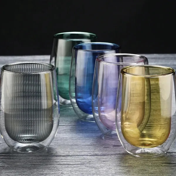 14 oz. Double Wall Glass Cup for Hot and Cold Drinks