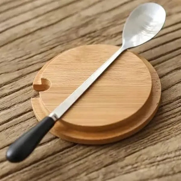 14 oz. Ceramic Mug with Wooden Handle, Lid and Spoon
