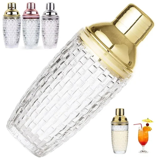 13 oz. Glass Cocktail Shaker with Stainless Steel Lid
