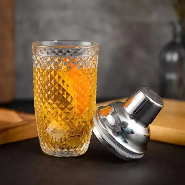 13 oz. Glass Cocktail Shaker with Stainless Steel Lid