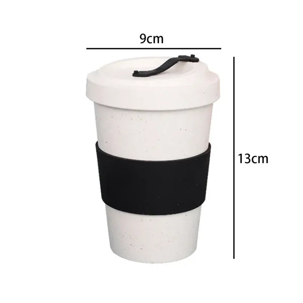 Eco Wheat Fiber Travel Cup with Lid and Silicone Sleeve