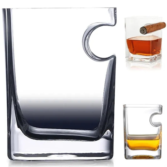 11 oz. Square Wave Whiskey Glass with Modern Grip
