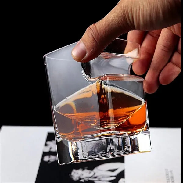 11 oz. Square Wave Whiskey Glass with Modern Grip