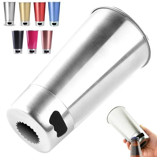 16 oz. Stainless Steel Beer Cup with Built-in Bottle Opener