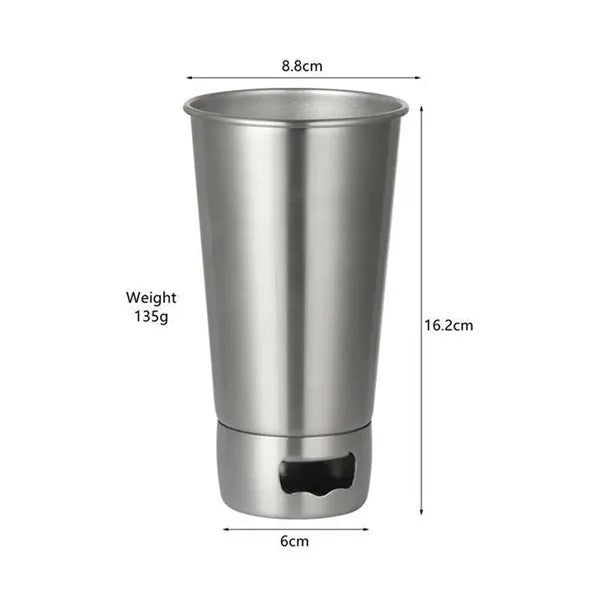 16 oz. Stainless Steel Beer Cup with Built-in Bottle Opener