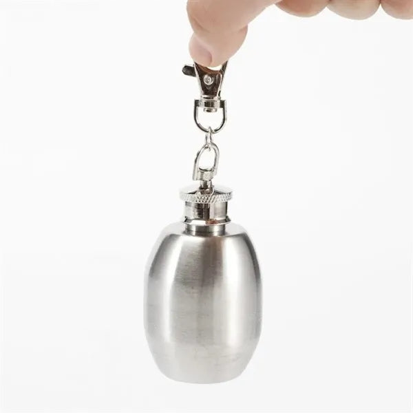 1 oz. Mini Stainless Steel Flask Keychain Set