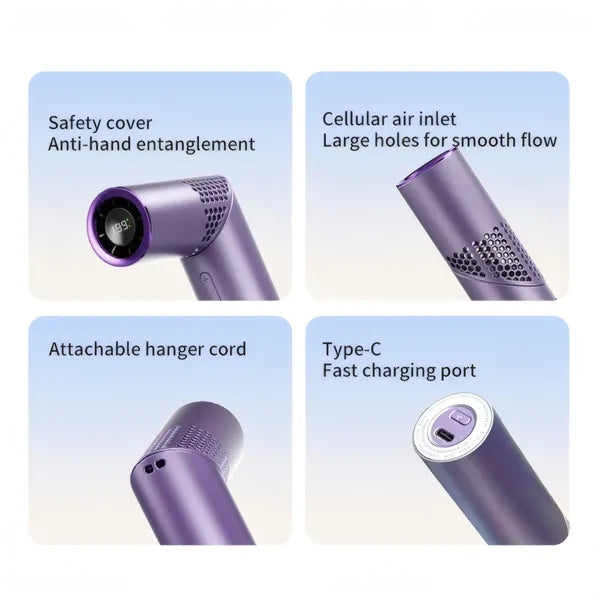 Portable Handheld Lipstick Fan W/Digital Display