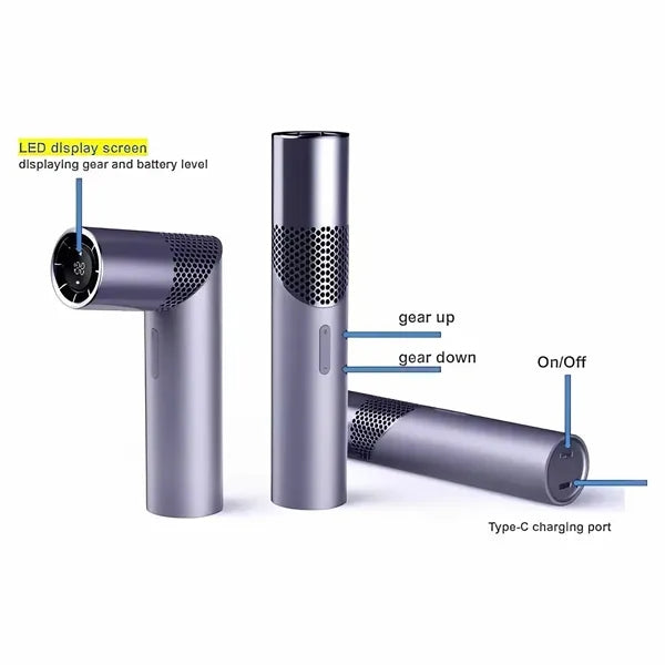 Portable Handheld Lipstick Fan W/Digital Display