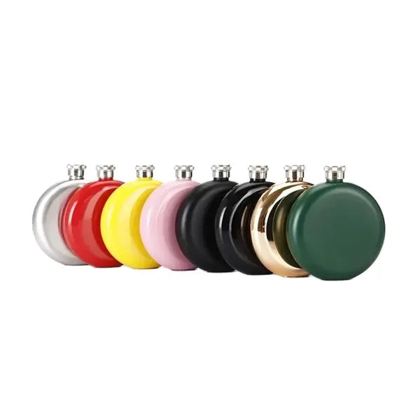 6 oz. Colorful Round Stainless Steel Flask with Logo